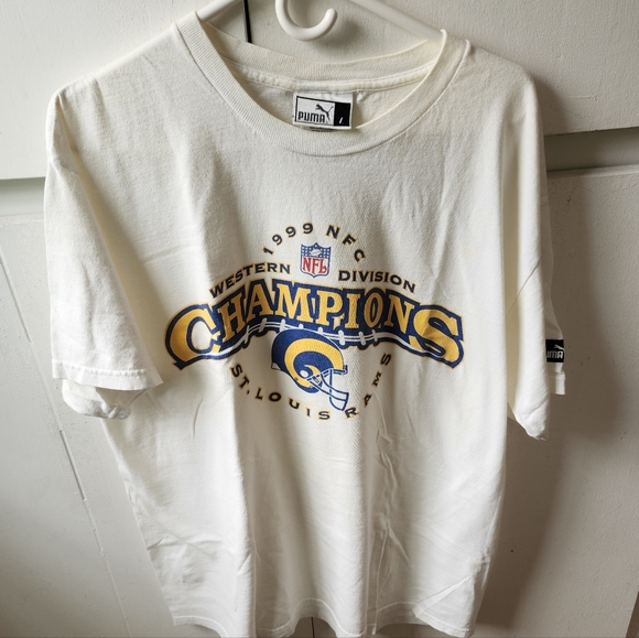 Puma Other - 1999 St Louis Rams Western Division Champs T Shirt White Adult L Vintage